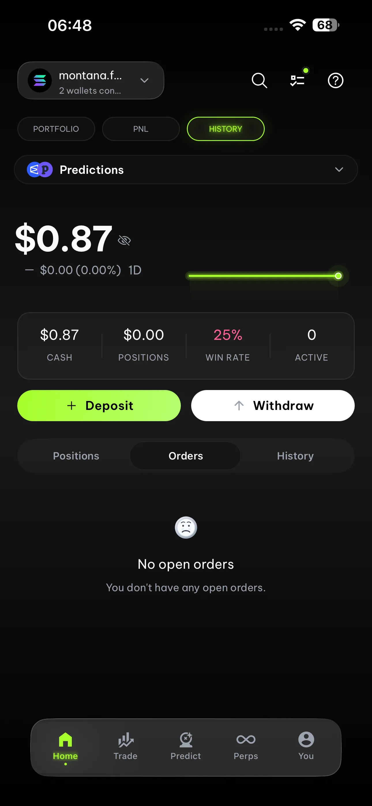 FlipX Polymarket prediction markets on mobile — trade crypto, sports, and world events screen 4