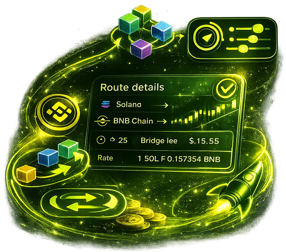 FlipX cross-chain bridge showing route selection between blockchains